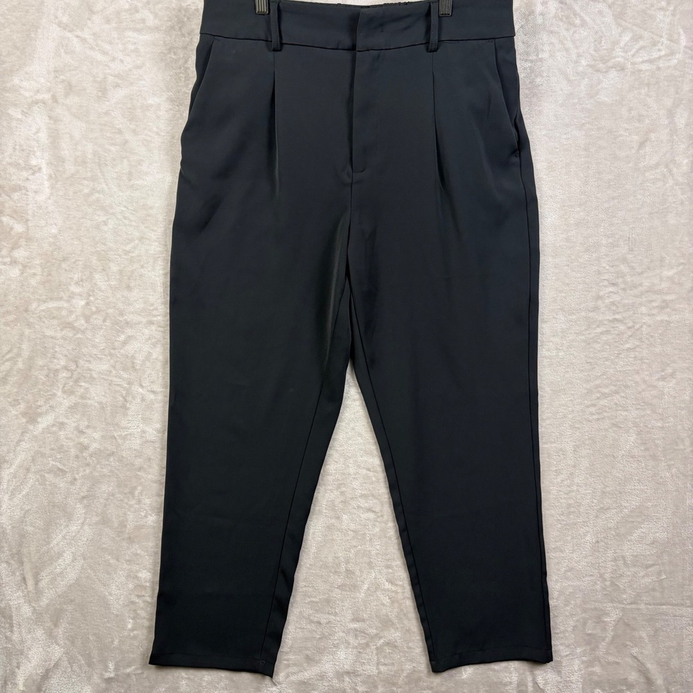 Halara Pants Women XL Black High Waisted Pleated Tapered Dress Pants Office Chic